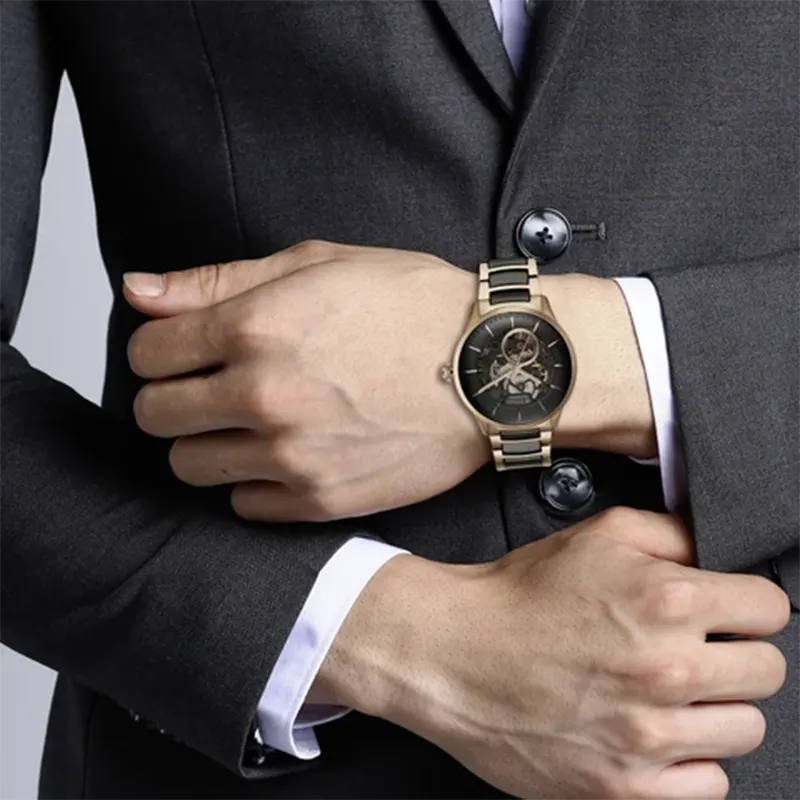 Titan Ceramic Automatic Black Open-heart Men’s Watch- 90174KD03